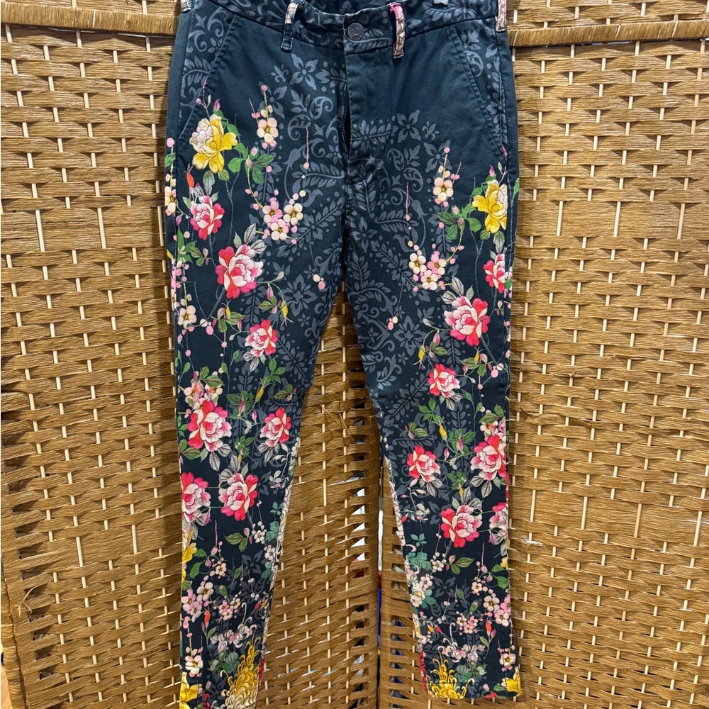 Johnny Was Dark Floral Ankle Jeans